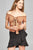 Ladies fashion short sleeve off the shoulder front keyhole w/self bow tie merrow hem knit top