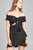 Ladies fashion short sleeve off the shoulder front keyhole w/self bow tie merrow hem knit top