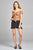 Ladies fashion short sleeve off the shoulder front keyhole w/self bow tie merrow hem knit top