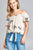Ladies fashion flounce off the shoulder front self tie all over embo crinkle gauze woven top