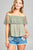 Ladies fashion off the shoulder w/lace ruffle crinkle gauze woven top