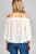 Ladies fashion bell sleeve open shoulder georgette chiffon woven top