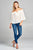 Ladies fashion bell sleeve open shoulder georgette chiffon woven top