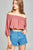 Sleeve W/Tie Drawstring Crop Crinkle Gauze Woven Top