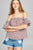 Ladies fashion short sleeve off the shoulder multi stripe top