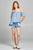 Ladies fashion short sleeve off the shoulder multi stripe top