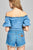 Ladies fashion short bubble sleeve heart neckline w/ruffle front ace-up denim crop top