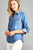 Ladies fashion 3/4 roll up sleeve distressed chambray shirts