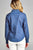 Ladies fashion 3/4 roll up sleeve distressed chambray shirts