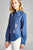 Ladies fashion 3/4 roll up sleeve distressed chambray shirts