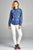 Ladies fashion 3/4 roll up sleeve distressed chambray shirts