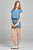 Ladies fashion short sleeve ruffled round neck strappy back detail crinkle gauze woven top