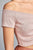 Ladies fashion short sleeve off the shoulder front shirring detail crop knit top