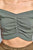 Ladies fashion short sleeve off the shoulder front shirring detail crop knit top
