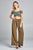 Ladies fashion short sleeve off the shoulder front shirring detail crop knit top