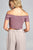 Ladies fashion short sleeve off the shoulder front shirring detail crop knit top