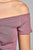 Ladies fashion short sleeve off the shoulder front shirring detail crop knit top