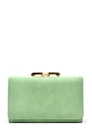 Tri-fold kiss lock combo half size wallet