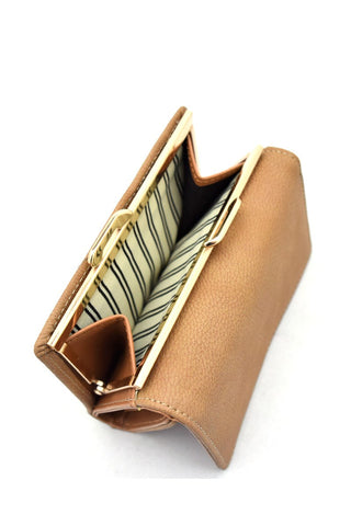 Tri-fold kiss lock combo half size wallet