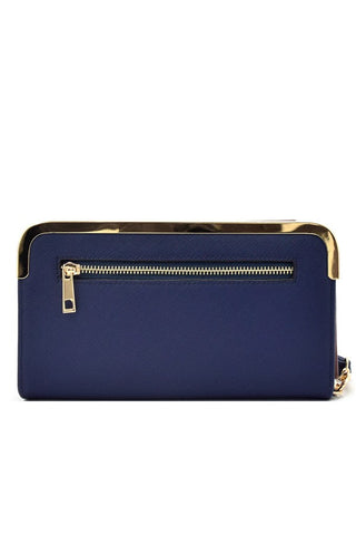 Hardware rim accent saffiano wallet and cellphone holder