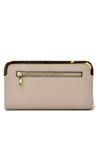 Hardware rim accent saffiano wallet and cellphone holder