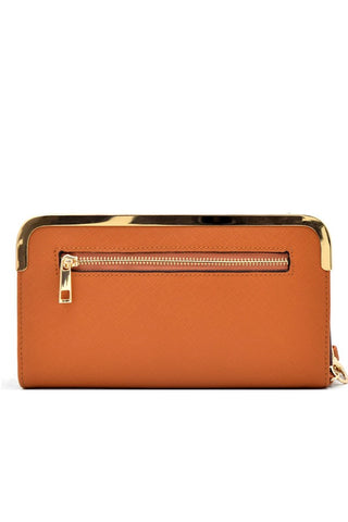 Hardware rim accent saffiano wallet and cellphone holder