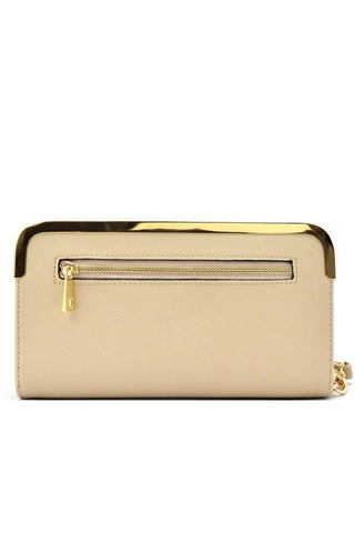 Hardware rim accent saffiano wallet and cellphone holder