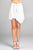 Ladies fashion waist bow tie asymmetrical pinstripe skirt
