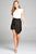 Ladies fashion waist bow tie asymmetrical pinstripe skirt