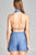 Ladies fashion halter neck w/double braid strap detail back open romper