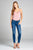 Ladies fashion v-neck w/contrast lace trim poly spandex knit cami bodysuit