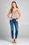 Ladies fashion v-neck w/contrast lace trim poly spandex knit cami bodysuit