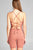 Ladies fashion low cut scoop neckline back open w/strappy cotton spandex bodycon romper