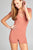 Ladies fashion short sleeve v-neck w/strappy strap cotton spandex bodycon romper