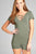 Ladies fashion short sleeve v-neck w/strappy strap cotton spandex bodycon romper