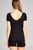 Ladies fashion short sleeve v-neck w/strappy strap cotton spandex bodycon romper