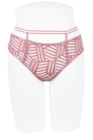 Ladies high waist jacquard mesh thong