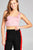 Ladies fashion sleeveless double scoop neck two ply crop rayon spandex top