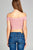 Ladies fashion short sleeve off the shoulder front shirring detail crop stripe rayon spandex rib top
