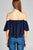 Ladies fashion off the shoulder rayon challis woven top