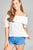 Ladies fashion short sleeve w/elastic off the shoulder flounce w/ruffle woven top