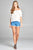 Ladies fashion short sleeve w/elastic off the shoulder flounce w/ruffle woven top