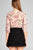 Ladies fashion elbow bell sleeve open front self tie floral print mesh crop top