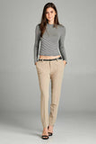 Ladies fashion classic woven pants w/ belt
