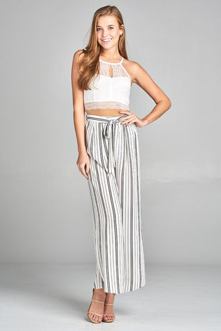 Ladies fashion heart neckline halter neck open back lace crop top
