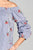 Ladies fashion 3/4 bubble sleeve off the shoulder all over floral embo stripe woven top