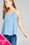 Ladies fashion plus size v-neck back t-strap cami wool dobby woven top