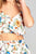Ladies fashion v-line halter neck strap front ruffle elastic back crop woven top