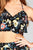 Ladies fashion v-line halter neck strap front ruffle elastic back crop woven top