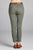 Ladies fashion cotton spandex twill long pants w/belt
